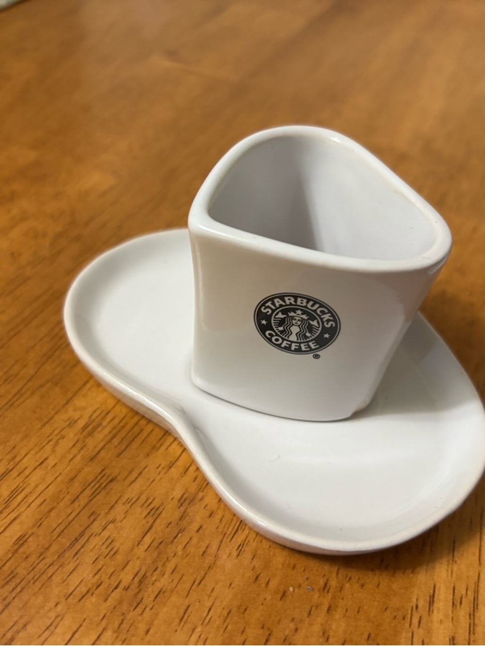 Starbucks White Mini Ceramic Espresso Cup & Saucer Set (Two) - Picture 2 of 4